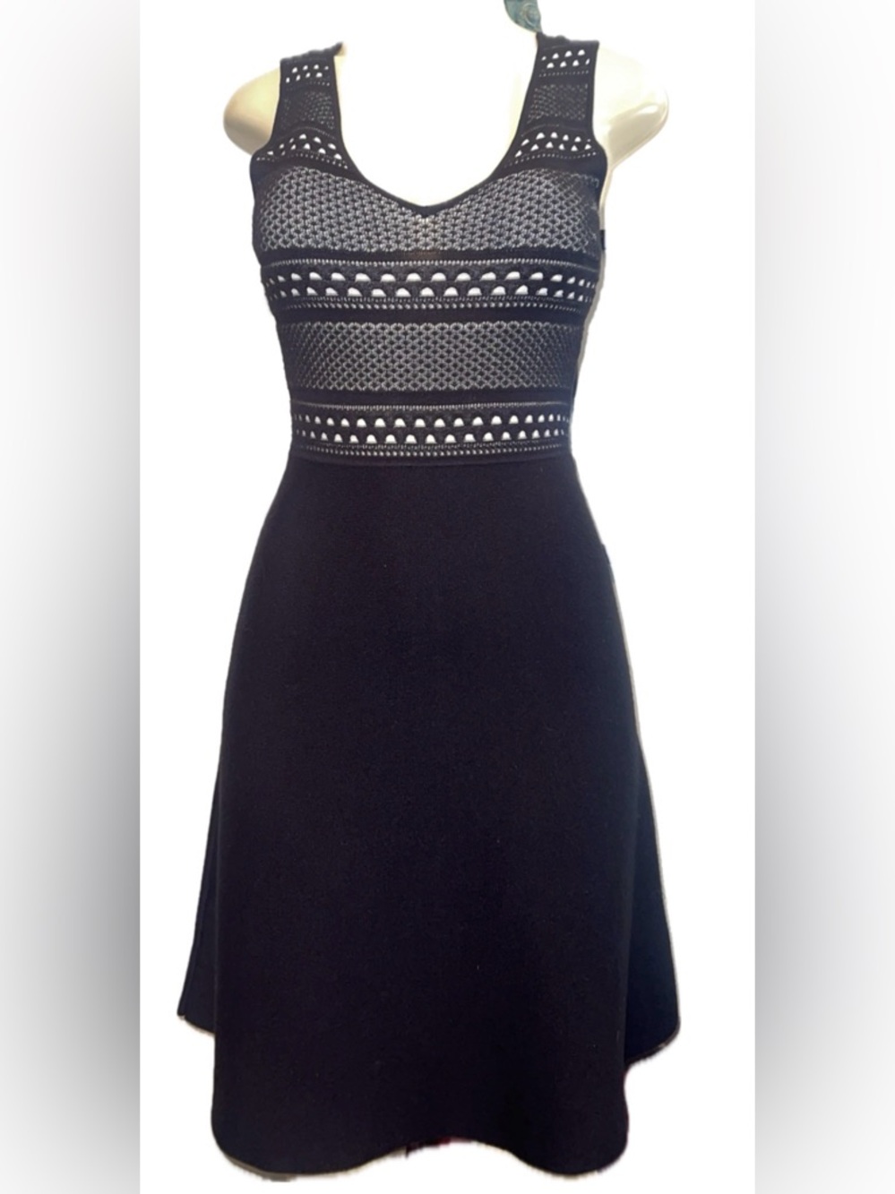 BCBGeneration Black & White Textured Knit A-Line Dress Size Small NWOT